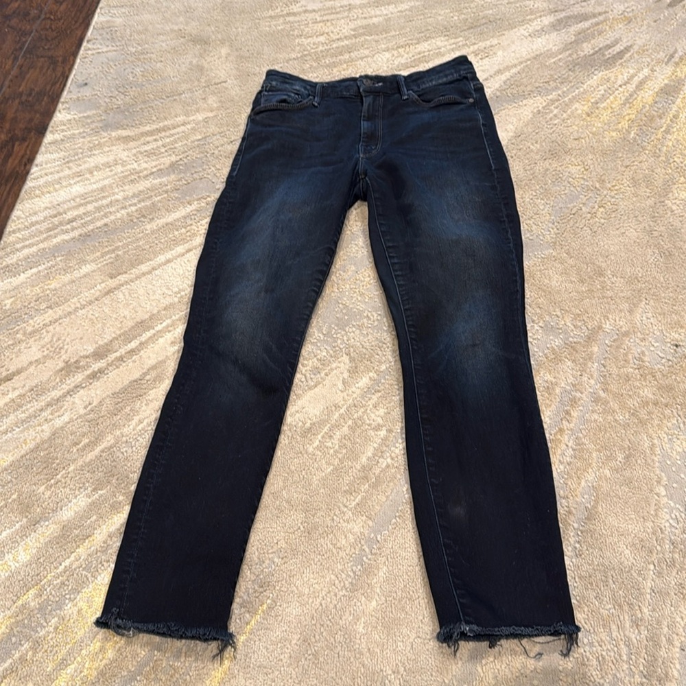 MOTHER HIGH WAISTED LOOKER ANKLE FRAY JEANS size 26 great condition dark wash